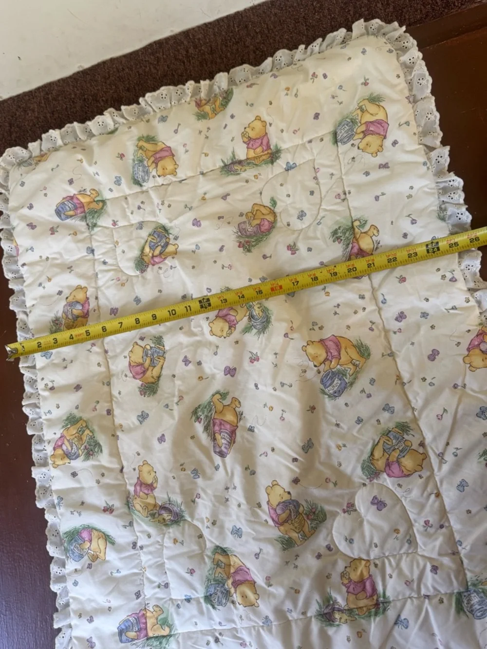 Classic Pooh Cream Baby Quilt with Ruffled Edge - Picture 10 of 11